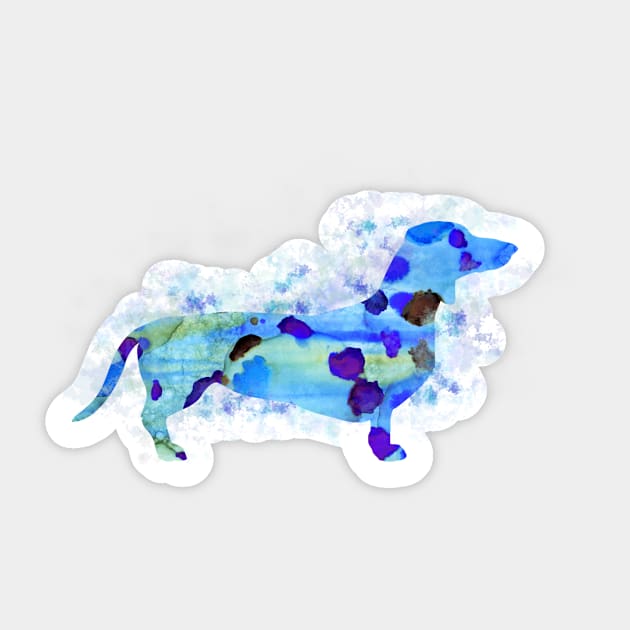 Dachshund Dog 160 blue watercolor splash Sticker by artbylucie